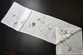 Table runner -bamboo branch embroidery
